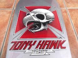 1980s Vintage Powell Peralta Tony Hawk Chicken Skull Silver Skate Deck Shrink