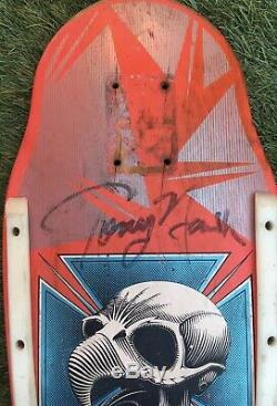 1983 Rare Og Powell Peralta Tony Hawk Chicken Skull Skateboard Deck