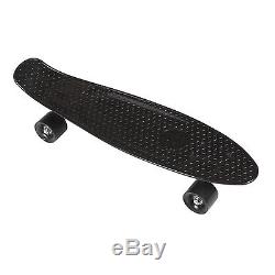22 Retro Mini Skateboard Cruiser Style Complete Deck Plastic Skate Board Black