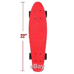 22 Retro Mini Skateboard Cruiser Style Complete Deck Plastic Skate Board Red