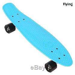 24 Retro Mini Skateboard Cruiser Style Complete Deck Plastic Skate Board Blue