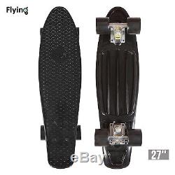 27 Retro Mini Skateboard Cruiser Style Complete Deck Plastic Skate Board Black