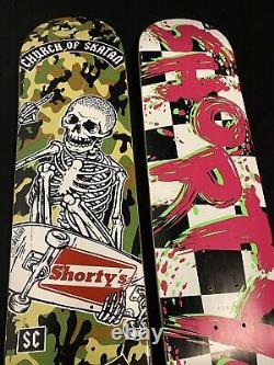 2 RARE Vintage Shorty's Church Of Skatan Surf Punk Logo Skateboard Decks MUSKA