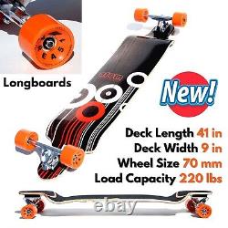 41 Drop Deck Longboard Smooth Riding Skateboard 70mm Wheels for Beginner Gift