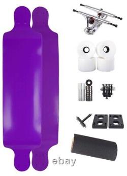 41 drop down longboard skateboard kit white wheels (Purple Painted)