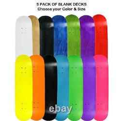 5 Pro Skateboard Decks Blank Choose Your Color + Size (7.75 8.0 8.25 8.5)
