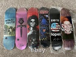 6 Zero Skateboard Deck Collection, Signed Adrian Lopez & Jaime Thomas