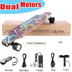 700W Dual Motors 38'' Electric Skateboard With Remote Control 20MPH Longboard US