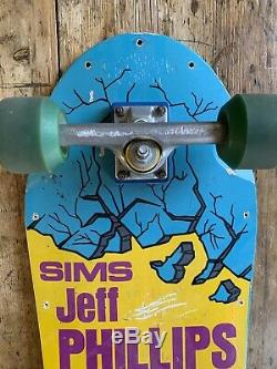 80s Vintage OG SIMS Jeff Phillips Deck Skateboard Original Trucks & Wheels