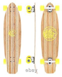 Bamboo Longboard Skateboard. Cruiser Drop Deck Long Board for Cruising, Carvi