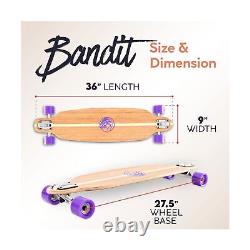 Bamboo Longboard Skateboard. Cruiser Drop Deck Long Board for Cruising, Carvi