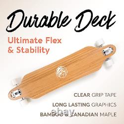 Bamboo Longboard Skateboard. Cruiser Drop Deck Long Board for Cruising, Carving
