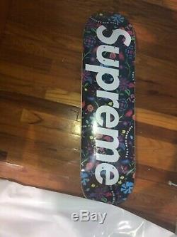 Black Supreme Airbrush Floral Skateboard Deck WITH SUPREME BAND-AIDS& SHOWERCAP