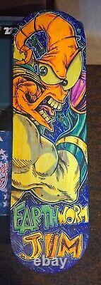 Custom Painted Skateboard Deck EarthWorm Jim Blacklight 8 X 28 Wall Art