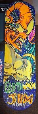 Custom Painted Skateboard Deck EarthWorm Jim Blacklight 8 X 28 Wall Art