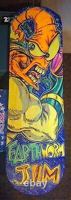 Custom Painted Skateboard Deck EarthWorm Jim Blacklight 8 X 28 Wall Art