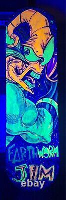 Custom Painted Skateboard Deck EarthWorm Jim Blacklight 8 X 28 Wall Art