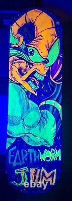 Custom Painted Skateboard Deck EarthWorm Jim Blacklight 8 X 28 Wall Art