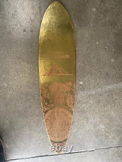 Laser engraved skateboard deck Gold foil- Mayan Calendar longboard pintail 40x10