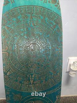 Laser engraved skateboard deck Gold foil- Mayan Calendar longboard pintail 40x10
