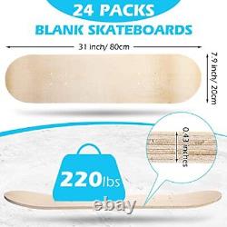 Meooeck 24 Pack Blank Skateboard Decks Maple Kids Skateboard Deck Bulk 7.9 x
