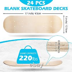 Meooeck 24 Pack Blank Skateboard Decks Mini Maple Skateboard Deck Beginner Ki