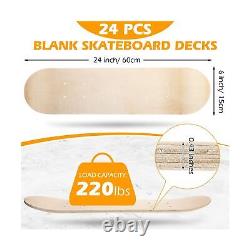 Meooeck 24 Pcs Blank Skateboard Decks Bulk 24 x 6 Inch Professional Maple Ska