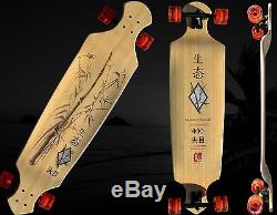 New Kahuna Creations Concave Drop Deck 43 Bamboo Longboard Skateboard Complete
