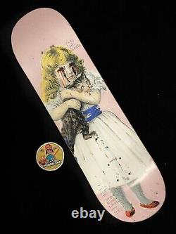 RARE James Brockman Zero Skateboard Deck Scary Girl With Kitten Pink Pro Model