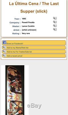 RARE POWELL PERALTA 1993 Lance Conklin Last Supper Slick Vintage OG Skateboard