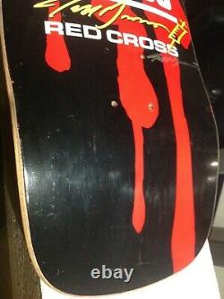Rare Black Label Red Cross Jeff Grosso signed Blood Drip skateboard deck