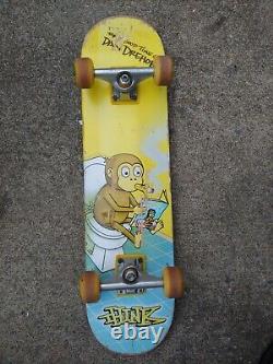 Rare Vintage 90s Think Skateboard Dan Drehobl monkey banana toilet