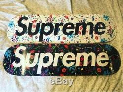 Supreme Airbrushed Floral Skateboard Deck Set of 2 Black & White SS19 In Hand