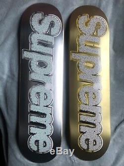 Supreme Bling Logo Skateboard Deck Set Sliver/gold