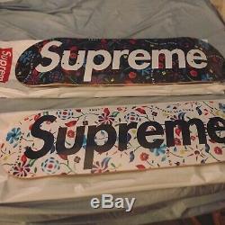Supreme SS19 Airbrushed Floral Skateboard Set Of 2 WEEK 1 BLACK/WHITE IN HAND