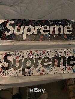 Supreme SS19 Airbrushed Floral Skateboard Set Of 2 WEEK 1 BLACK/WHITE IN HAND