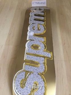 Supreme gold bling skateboard deck ss13 box logo rare 2013 nyc yellow art fine