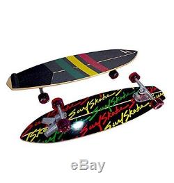Surfskate Stunner Complete Longboard Skateboard -9.62x36 Black/Rasta