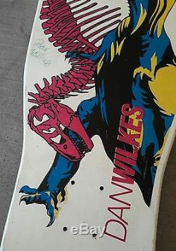 Vintage Original NOS 1987 Dan Wilkes TRACKER Dinosaur skateboard SIGNED Alva sma