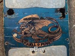 Vintage Powell Peralta Skateboard Deck Steve Caballero. Blue Deck. Gold Dragon