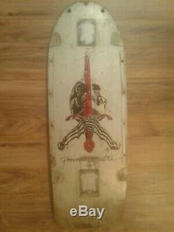 Vintage Powell Peralta Skull & Sword Skateboard Deck Silver 1978 POWELL