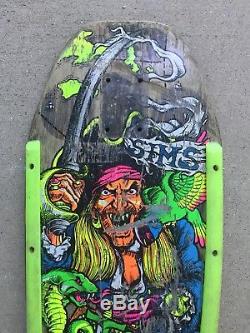 Vintage Sims Kevin Staab Pirate Skateboard Deck Green Rails Old School